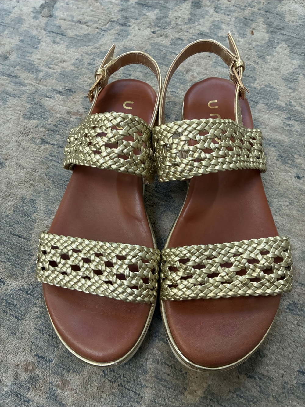 Unisa Gold Braided Slingback Sandals